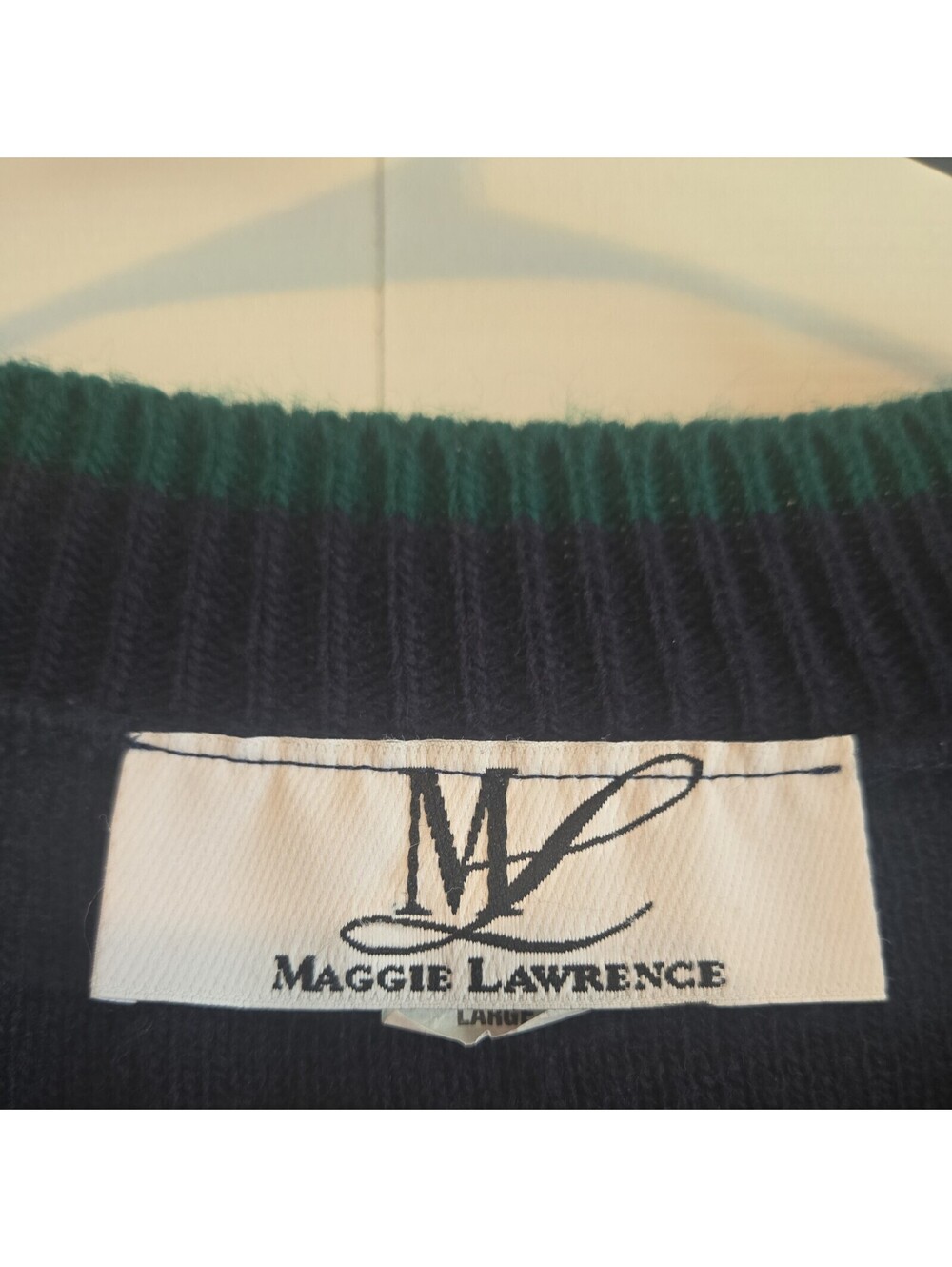 Vtg Maggie Lawrence Knit Teddy Bear Bows Sweater V-neck L usa Womens Oversized - Picture 6 of 12